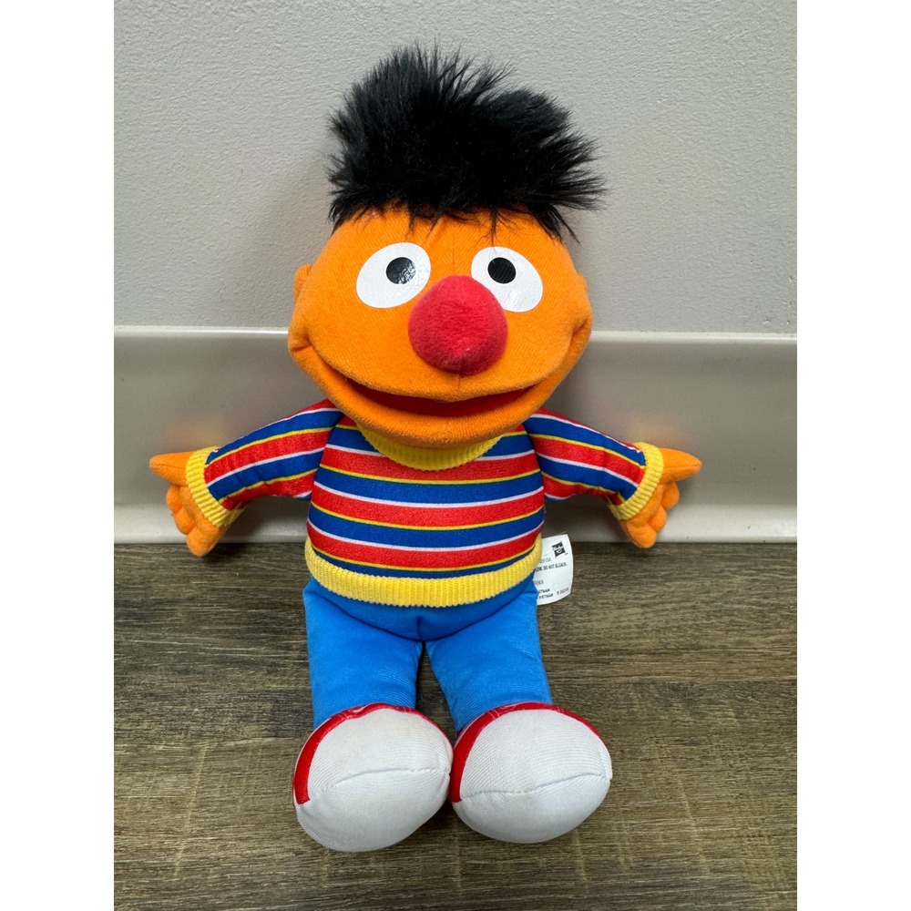 Hasbro Sesame Street Ernie Plush Toy Kids 10in Orange Good Striped Sweater